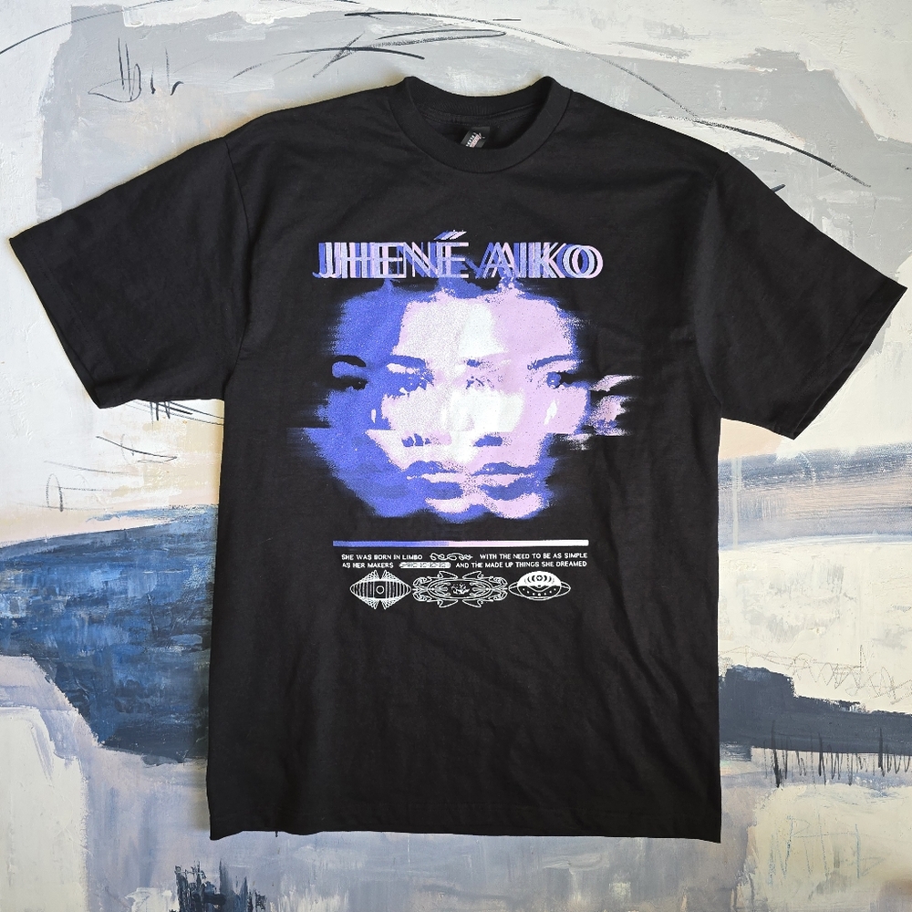 NWOT Jhene Aiko Glitch Short Sleeve Black T-Shirt Large Coachella Heavyweight